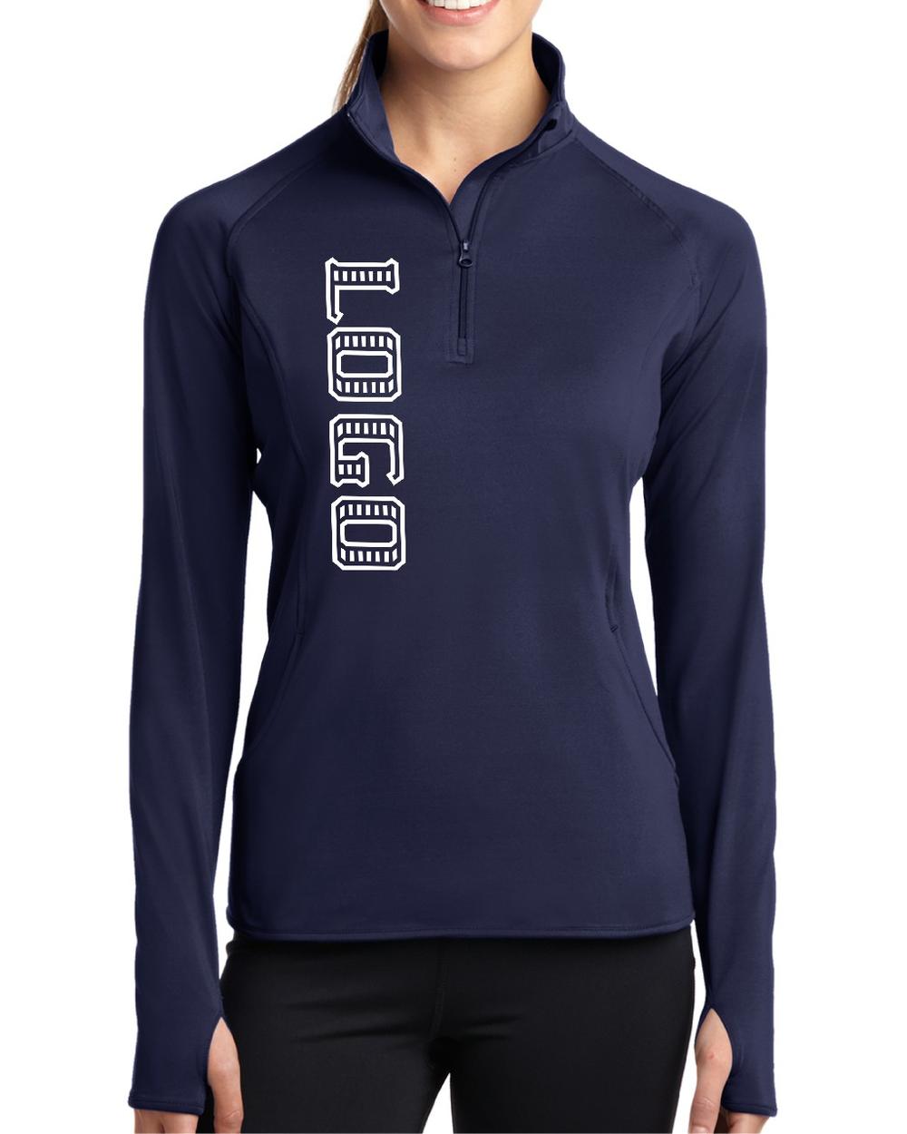 Sport-TEK Women's Wick Stretch 1/2-Zip Custom Pullover, color: True Navy