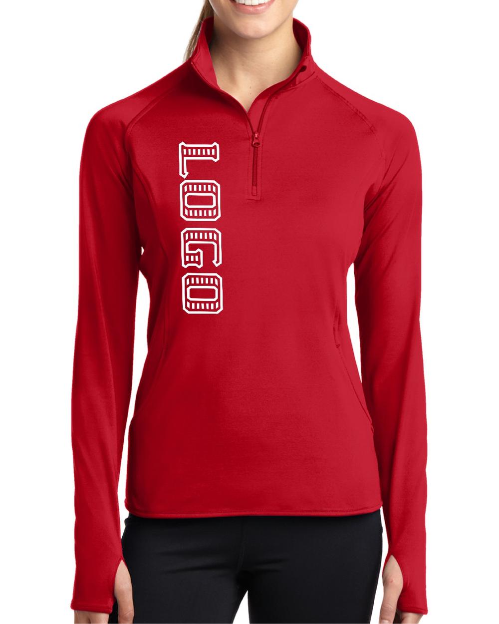 Sport-TEK Women's Wick Stretch 1/2-Zip Custom Pullover, color: True Red
