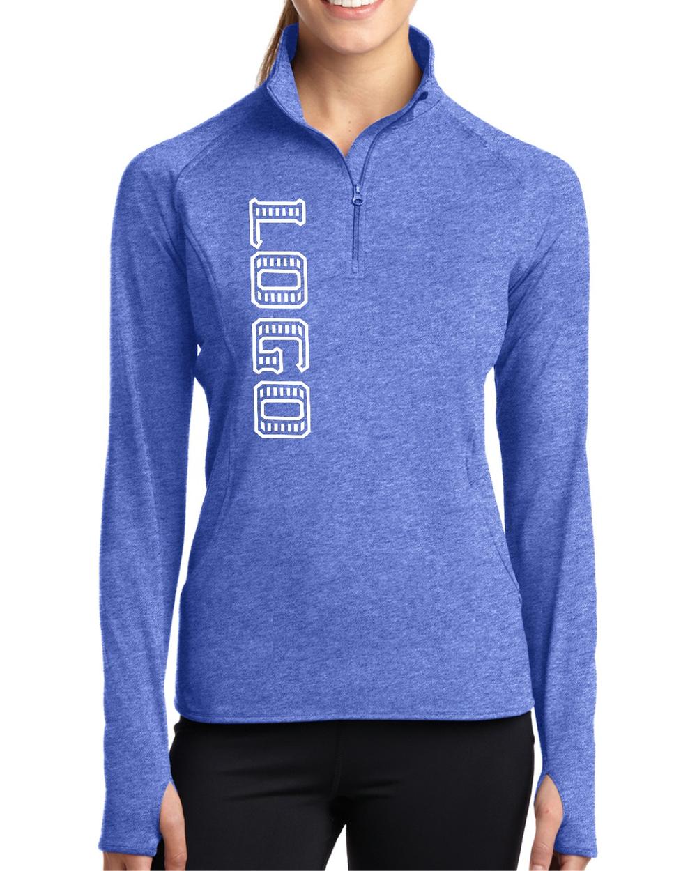 Sport-TEK Women's Wick Stretch 1/2-Zip Custom Pullover, color: True Royal Heather