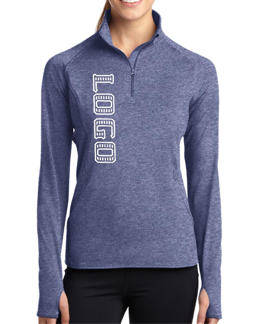 Sport-TEK Women's Wick Stretch 1/2-Zip Custom Pullover, color: True Navy Heather