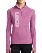 Sport-TEK Wick Stretch 1/2-Zip Custom Pullover, color: Pink Rush Heather