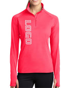 Sport-TEK Wick Stretch 1/2-Zip Custom Pullover, color: Hot Coral