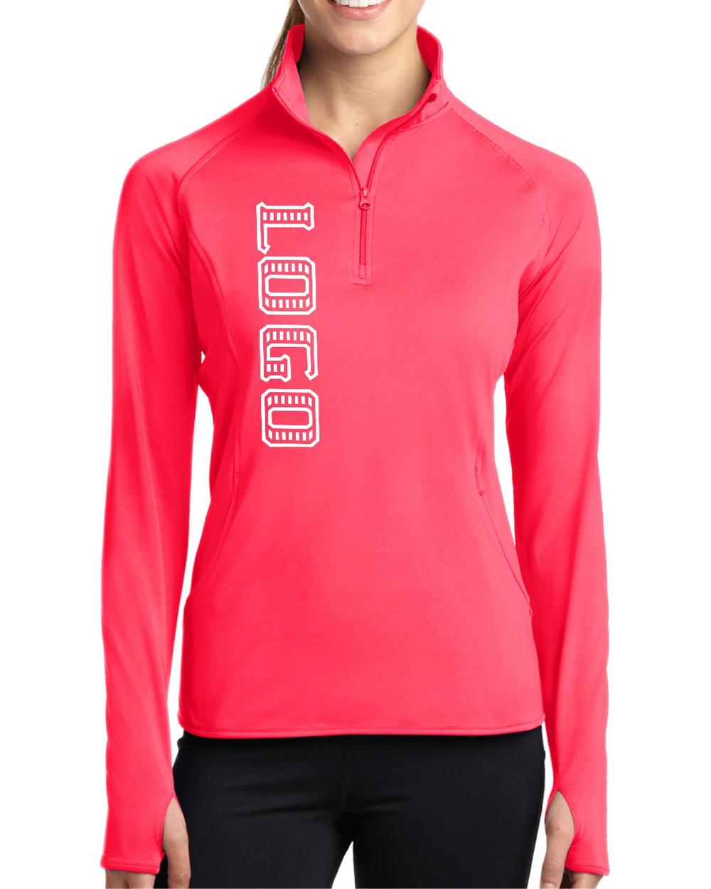 Sport-TEK Women's Wick Stretch 1/2-Zip Custom Pullover, color: Hot Coral