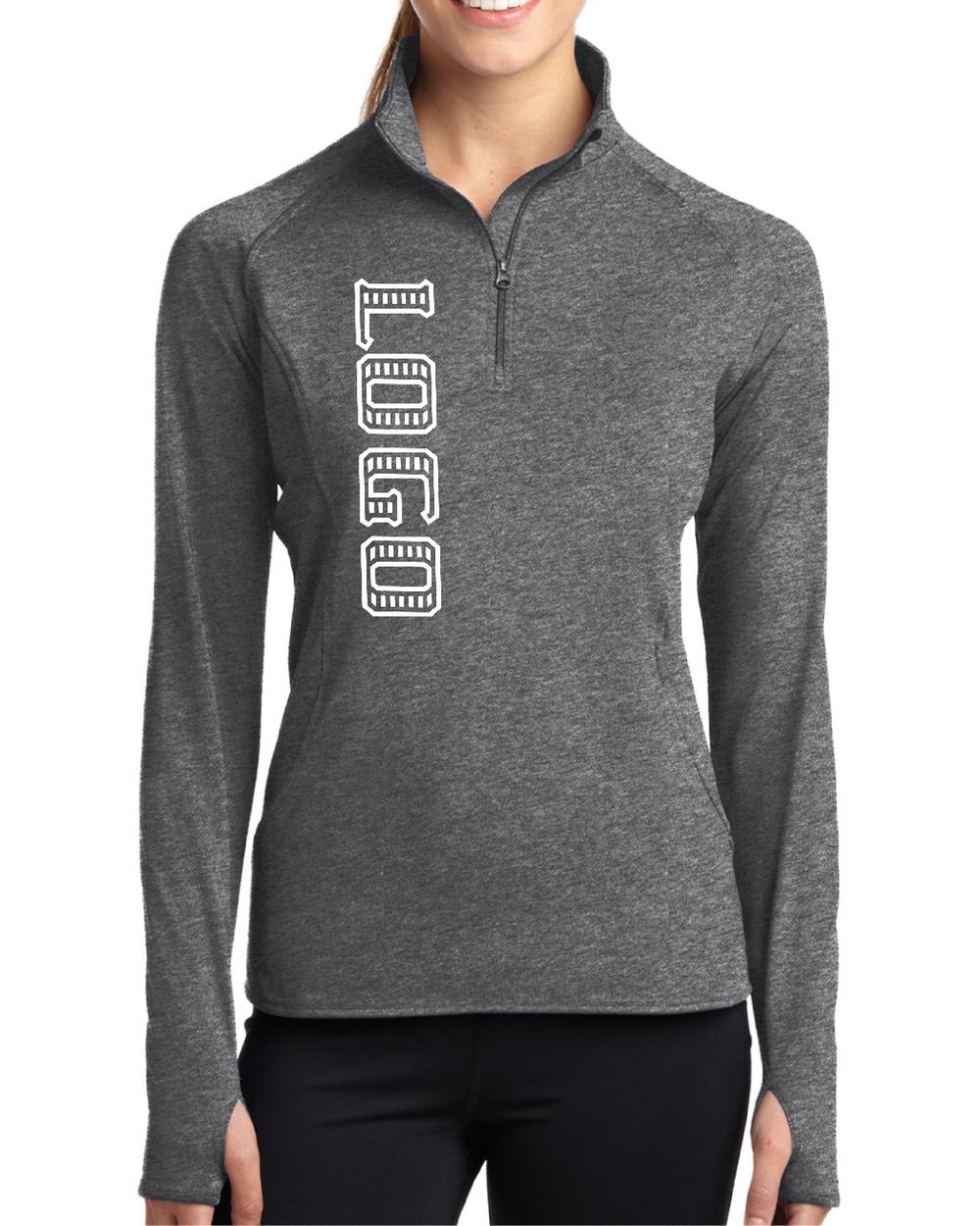 Sport-TEK Women's Wick Stretch 1/2-Zip Custom Pullover, color: Charcoal Grey Heather