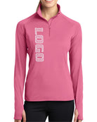 Sport-TEK Wick Stretch 1/2-Zip Custom Pullover, color: Dusty Rose
