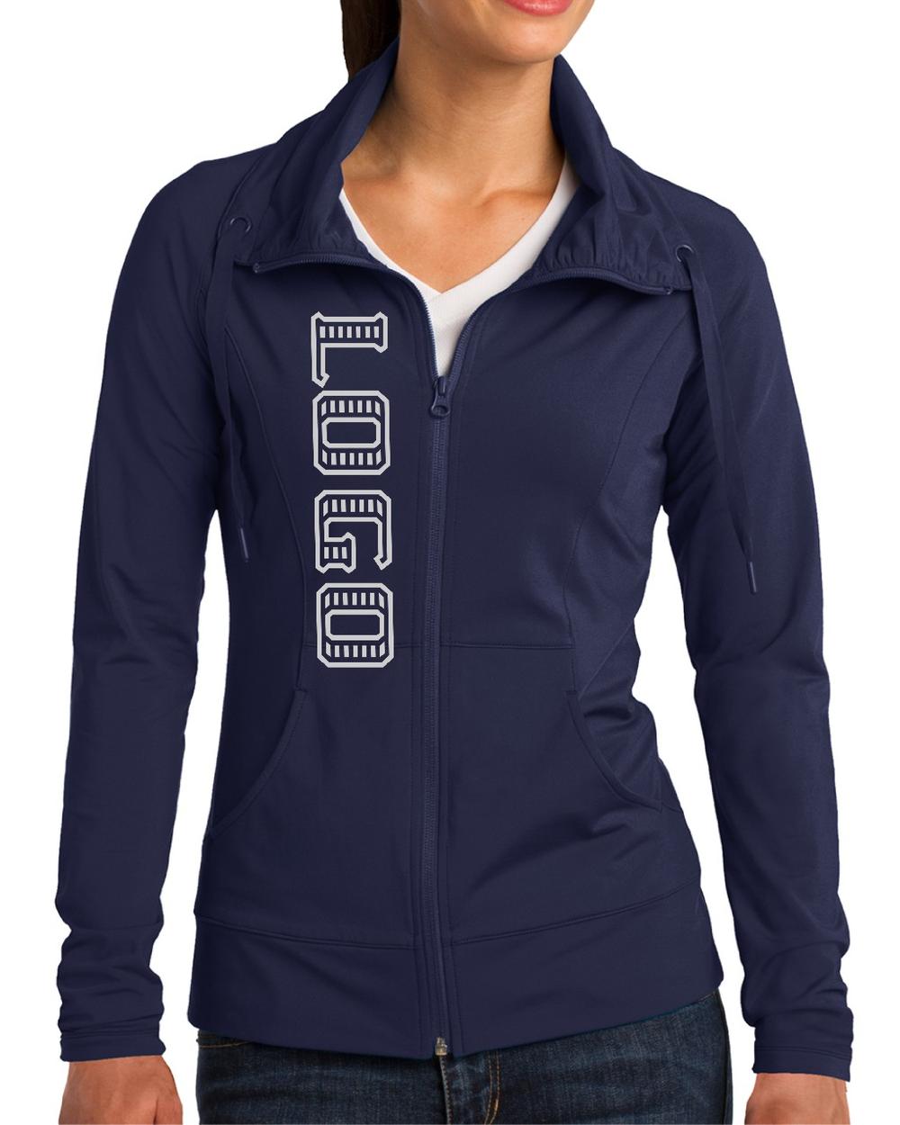 Sport-TEK Wick Stretch ColorBlock Custom Jacket, color: True Navy