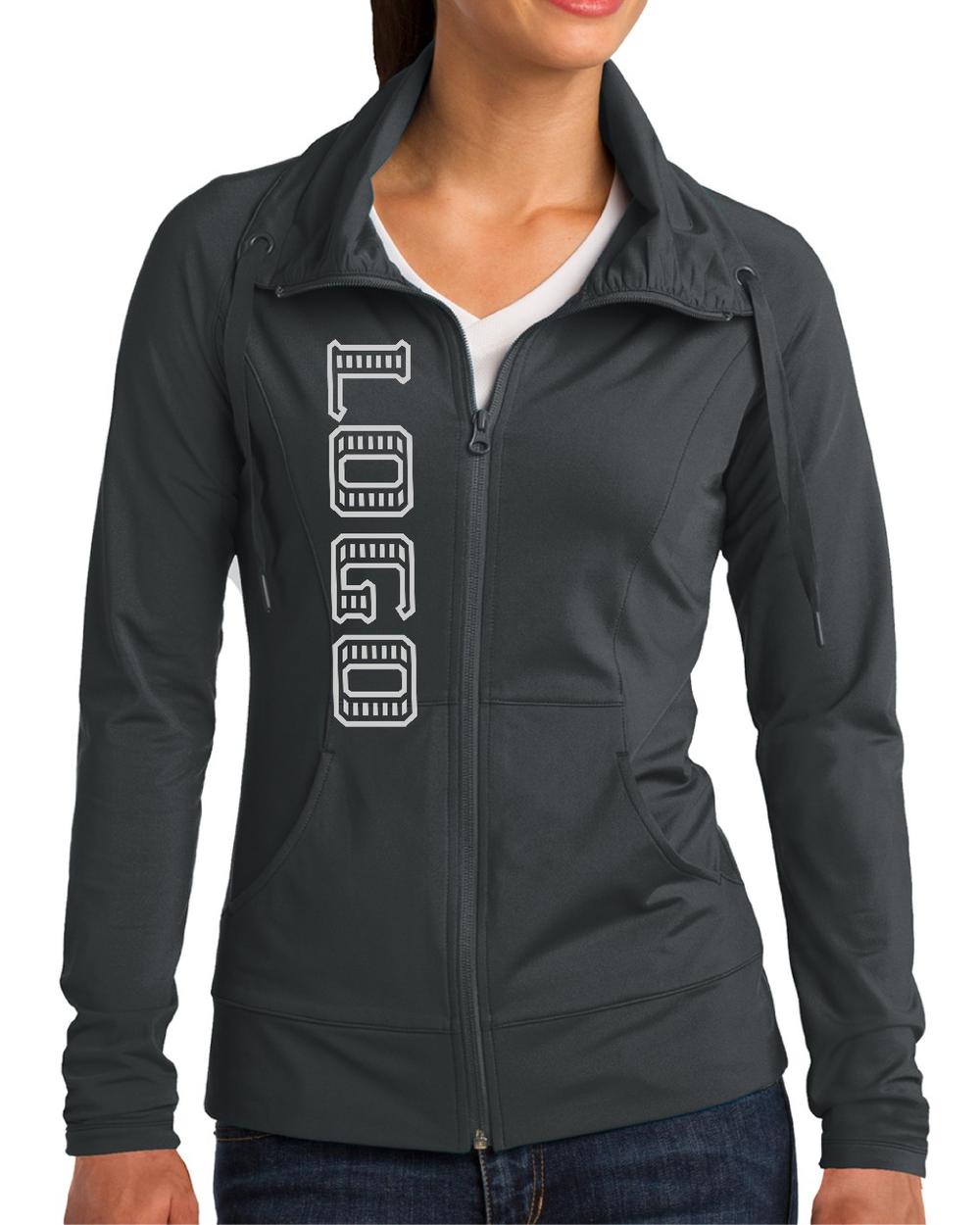 Sport-TEK Women's Wick Stretch ColorBlock Custom Jacket, color: Charcoal Grey