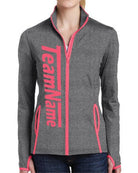 Sport-TEK Stretch Contrast Full-Zip Custom Sports Jacket, color: Charcoal Grey Heather/Charge Green