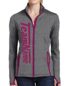 Sport-TEK Stretch Contrast Full-Zip Custom Sports Jacket, color: Charcoal Grey Heather/Pink Rush