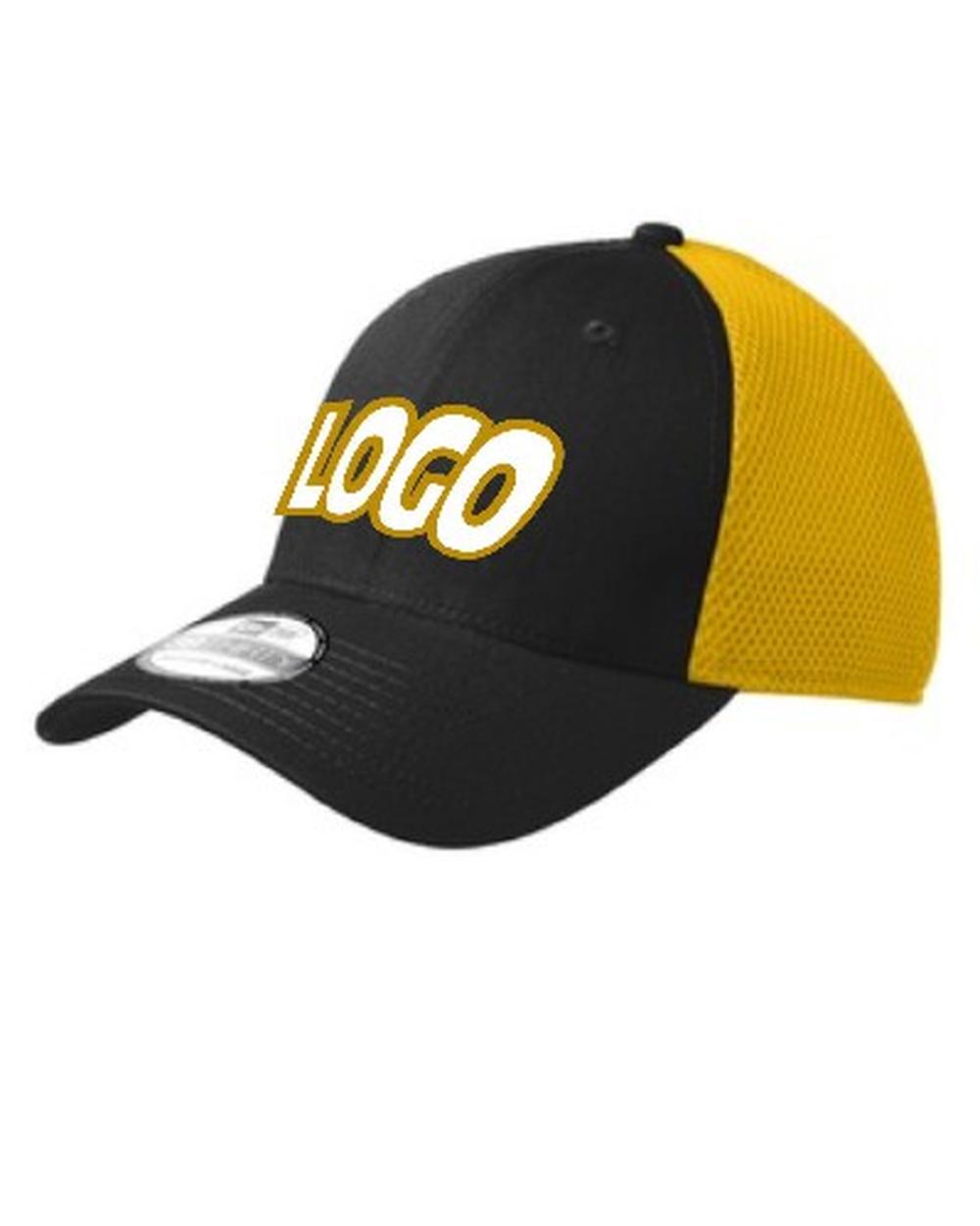 New Era Stretch Mesh Custom Cap, color: Black/Gold