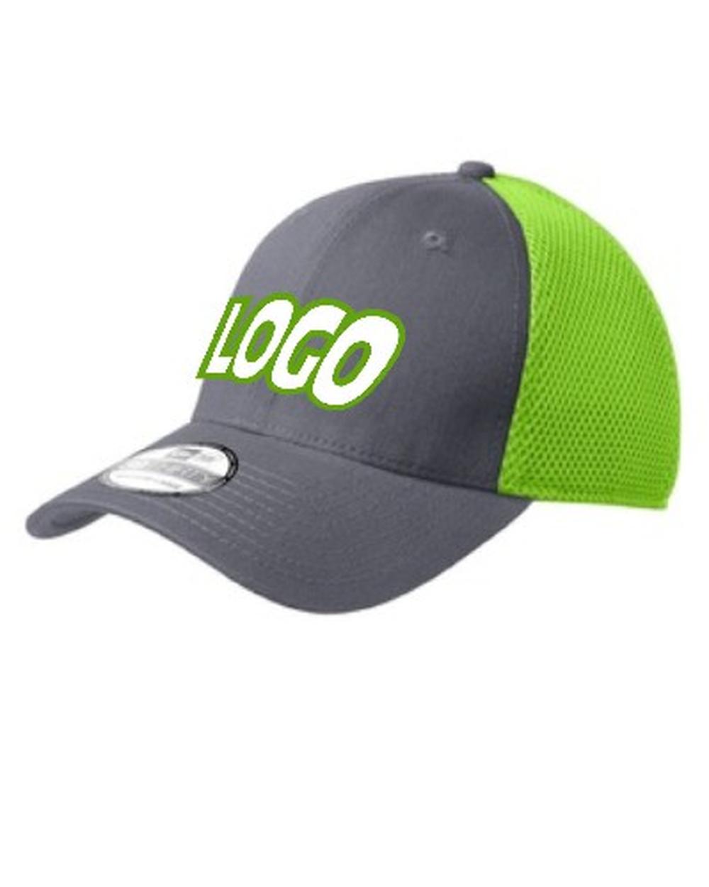 New Era Stretch Mesh Custom Cap, color: Graphite/Cyber Green