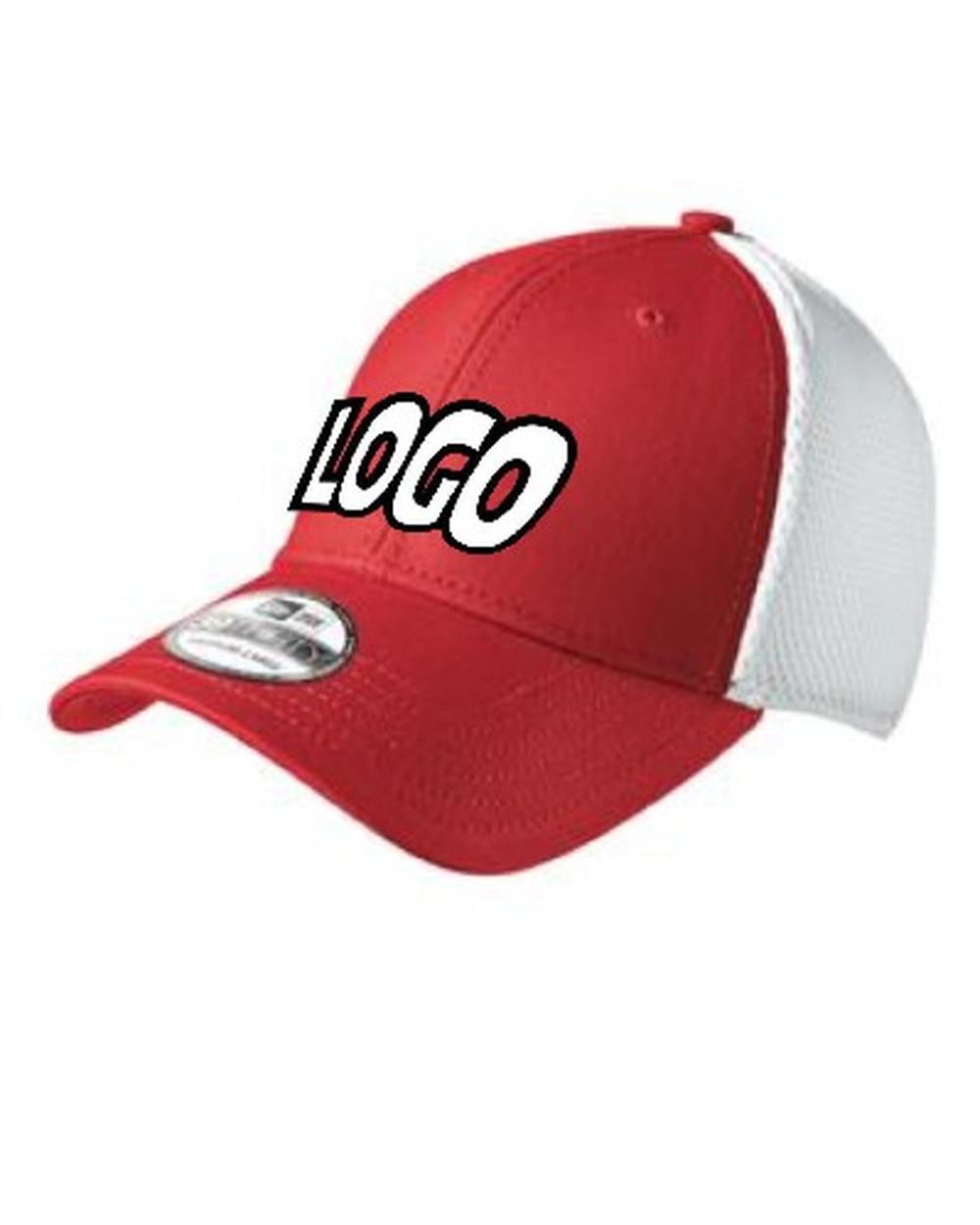 New Era Youth Stretch Mesh Custom Cap, color: Scarlet Red/White