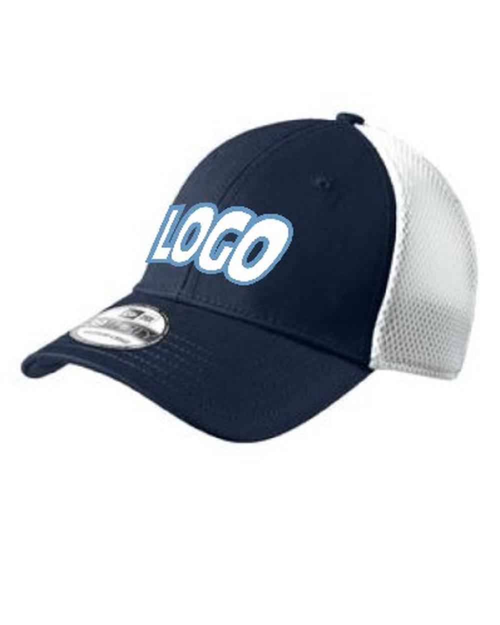 New Era Youth Stretch Mesh Custom Cap, color: Deep Navy/White