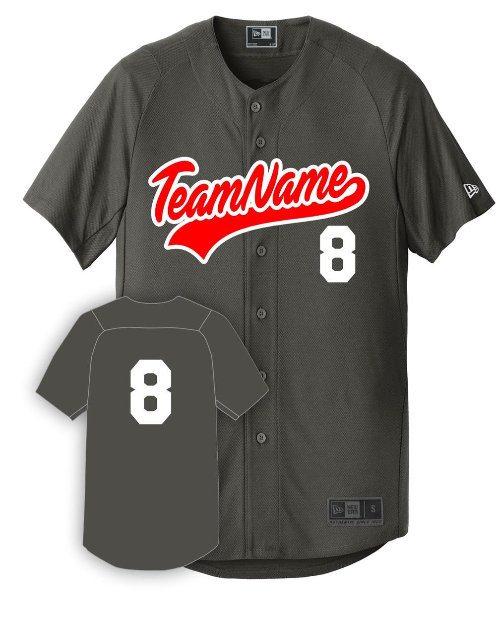 New Era Men's Diamond Full-Button Custom Baseball Jersey, color: Graphite
