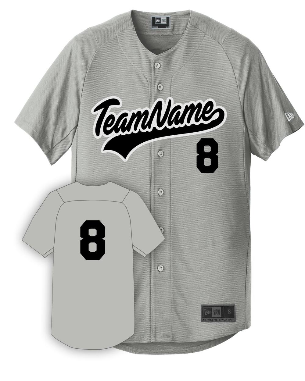 New Era Men's Diamond Full-Button Custom Baseball Jersey, color: Grey