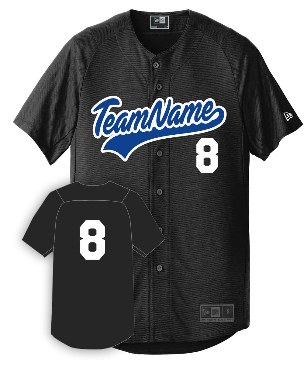 New Era Men's Diamond Full-Button Custom Baseball Jersey, color: Black