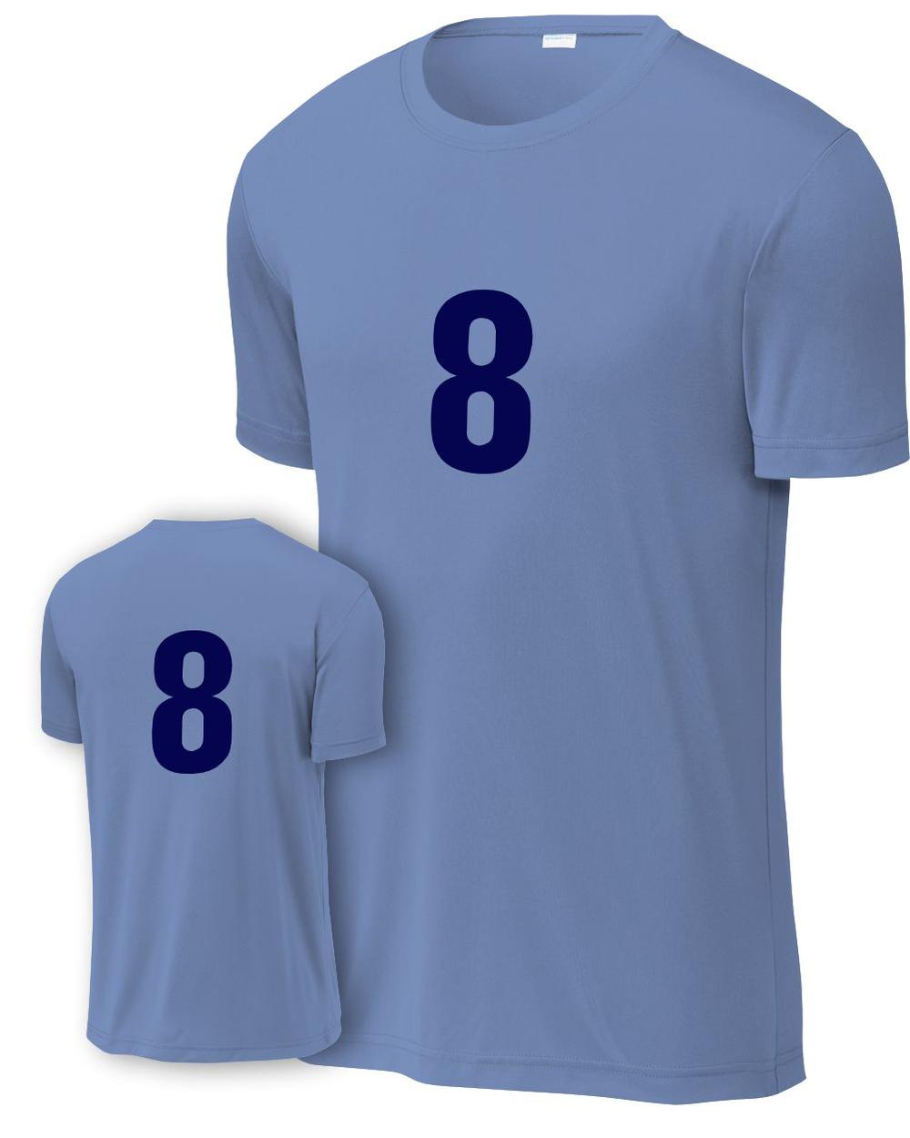 P&C Men's Numbered Performance T-Shirt, color: Carolina Blue
