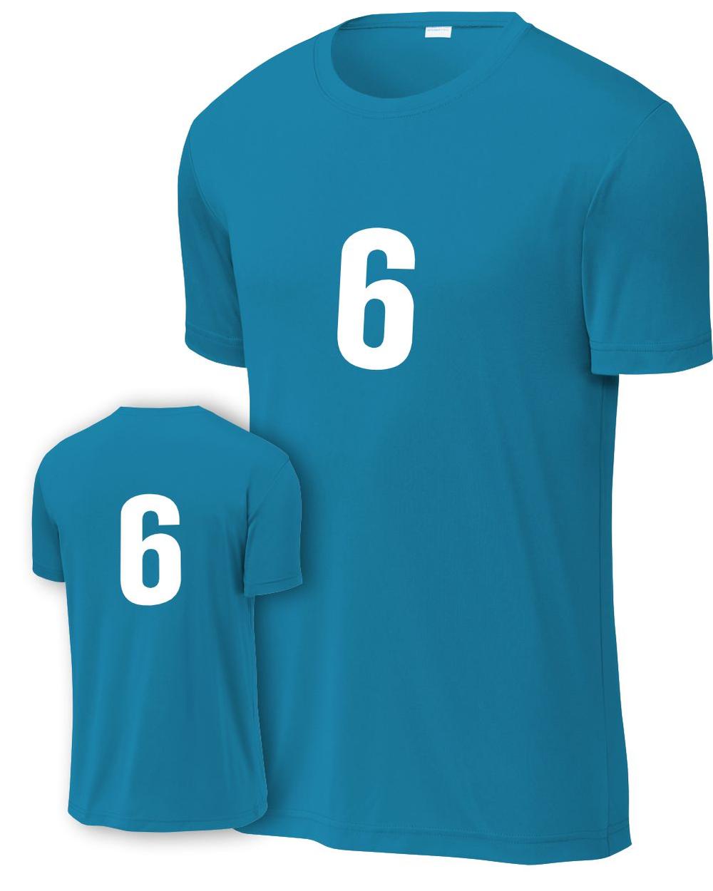 P&C Youth Numbered Performance T-Shirt, color: Neon Blue