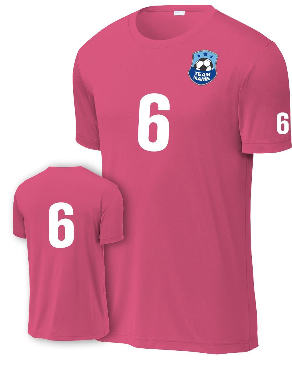 P&C Score Custom Soccer Jersey, color: Neon Pink