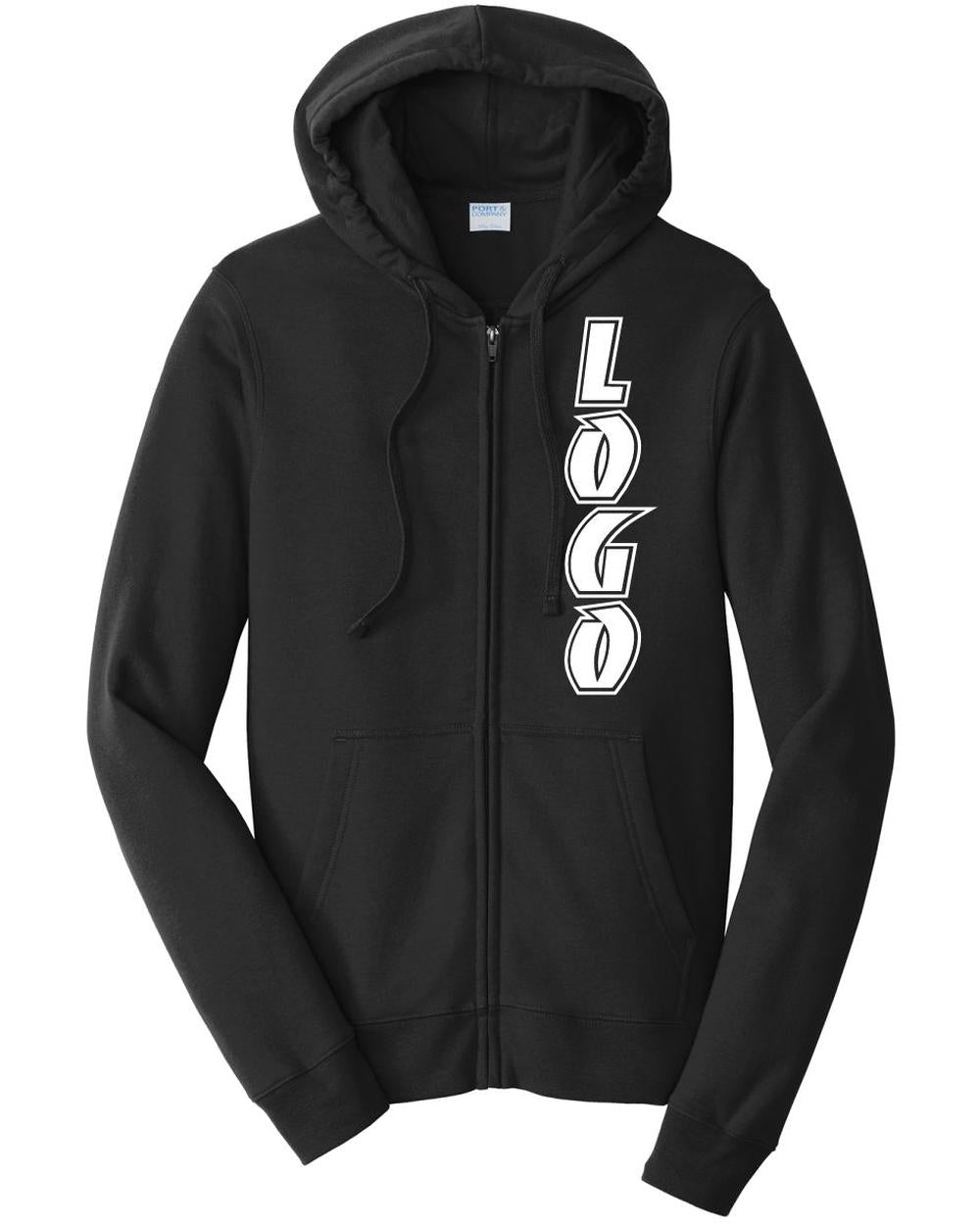 P&C Fan Favorite Fleece Full-Zip Hooded Custom Sweatshirt, color: Jet Black