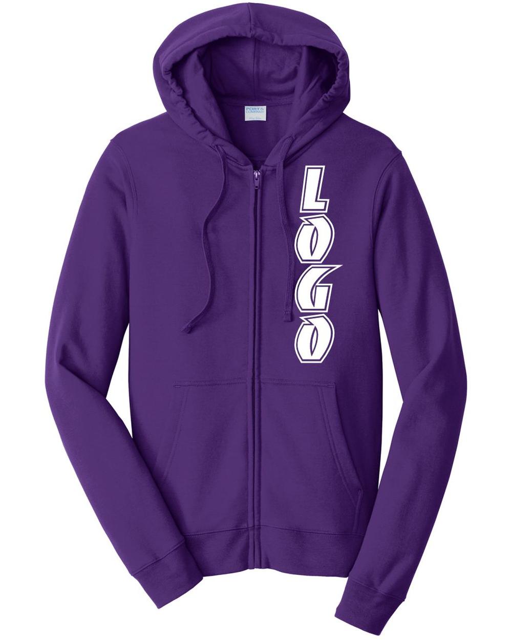 P&C Men's Fan Favorite Fleece Full-Zip Hooded Custom Sweatshirt, color: Team Purple