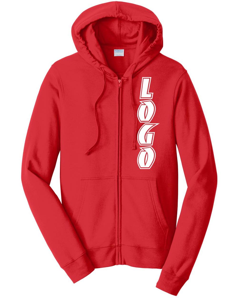 P&C Fan Favorite Fleece Full-Zip Hooded Custom Sweatshirt, color: Bright Red