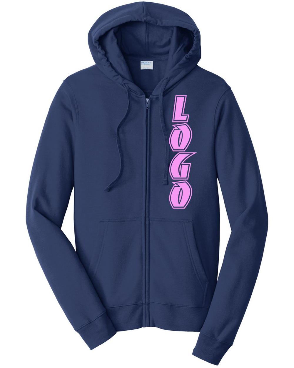 P&C Fan Favorite Fleece Full-Zip Hooded Custom Sweatshirt, color: Team Navy