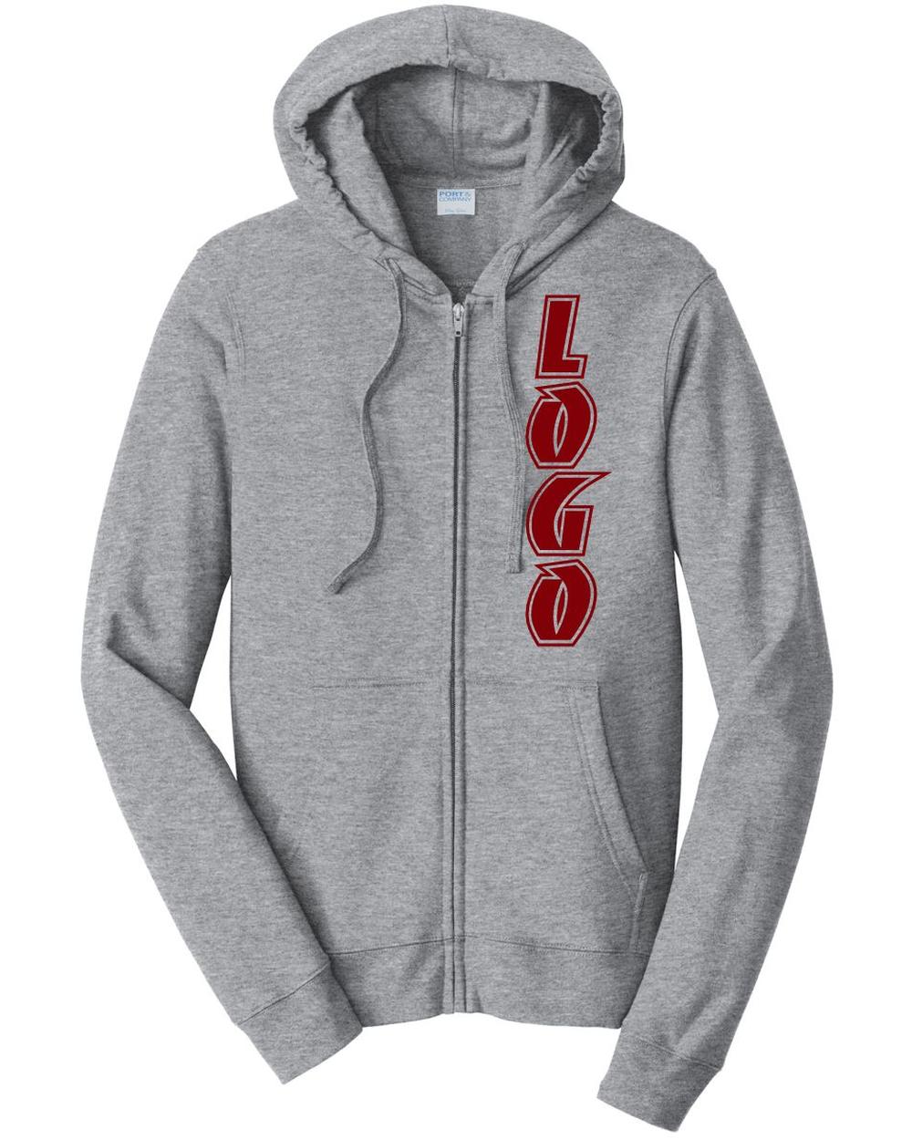 P&C Fan Favorite Fleece Full-Zip Hooded Custom Sweatshirt, color: Athletic Heather