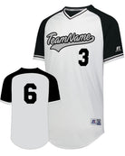 Russell V-Neck Custom Baseball Jersey, color: White/Black/White