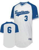 Russell V-Neck Custom Baseball Jersey, color: White/Royal/White