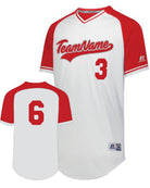 Russell V-Neck Custom Baseball Jersey, color: White/Red/White