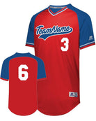 Russell V-Neck Custom Baseball Jersey, color: Red/Royal/White