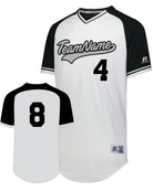 Russell V-Neck Custom Baseball Jersey, color: White/Black/White