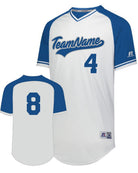 Russell V-Neck Custom Baseball Jersey, color: White/Royal/White