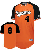 Russell V-Neck Custom Baseball Jersey, color: Burnt Orange/Black/White