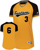 Russell V-Neck Custom Softball Jersey, color: Gold/Black/White
