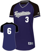 Russell V-Neck Custom Softball Jersey, color: Purple/Black/White