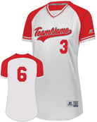 Russell V-Neck Custom Softball Jersey, color: White/Red/White