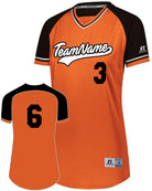 Russell V-Neck Custom Softball Jersey, color: Burnt Orange/Black/White