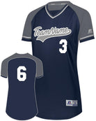 Russell V-Neck Custom Softball Jersey, color: Navy/Steel/White