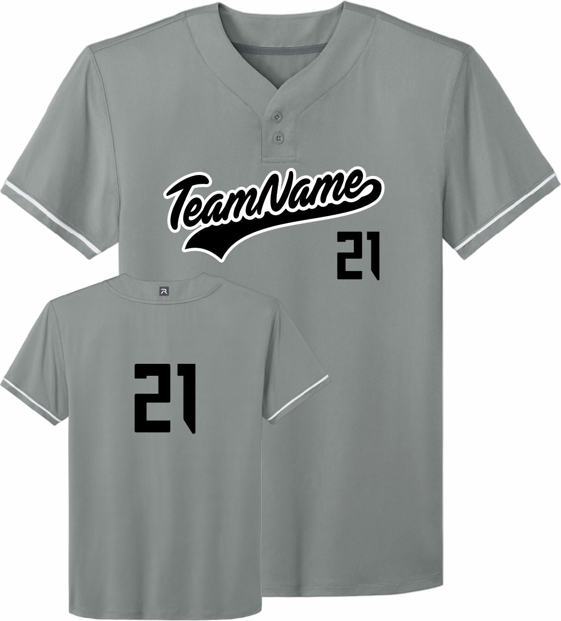 Richardson Select 2-Button Custom Baseball Jersey, color: Grey