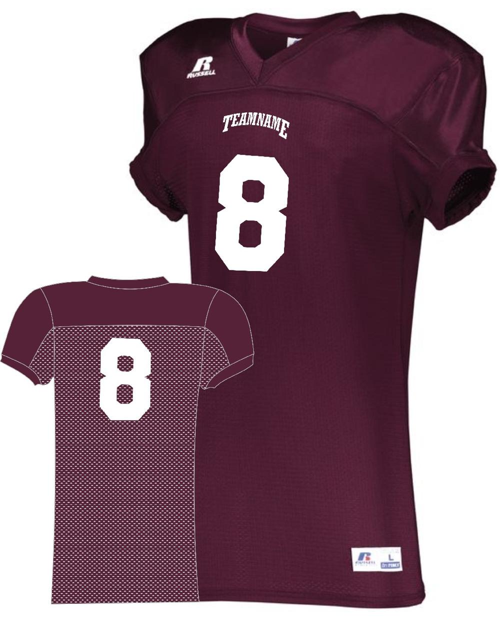 Russell Men's Stretch-Mesh Custom Football Jersey, color: Maroon