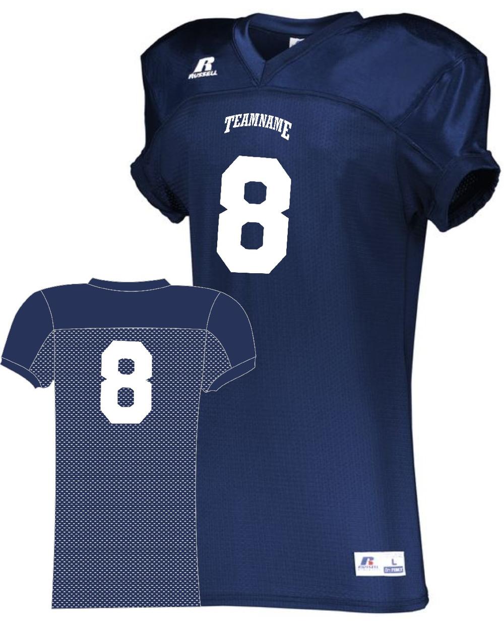Russell Men's Stretch-Mesh Custom Football Jersey, color: Navy