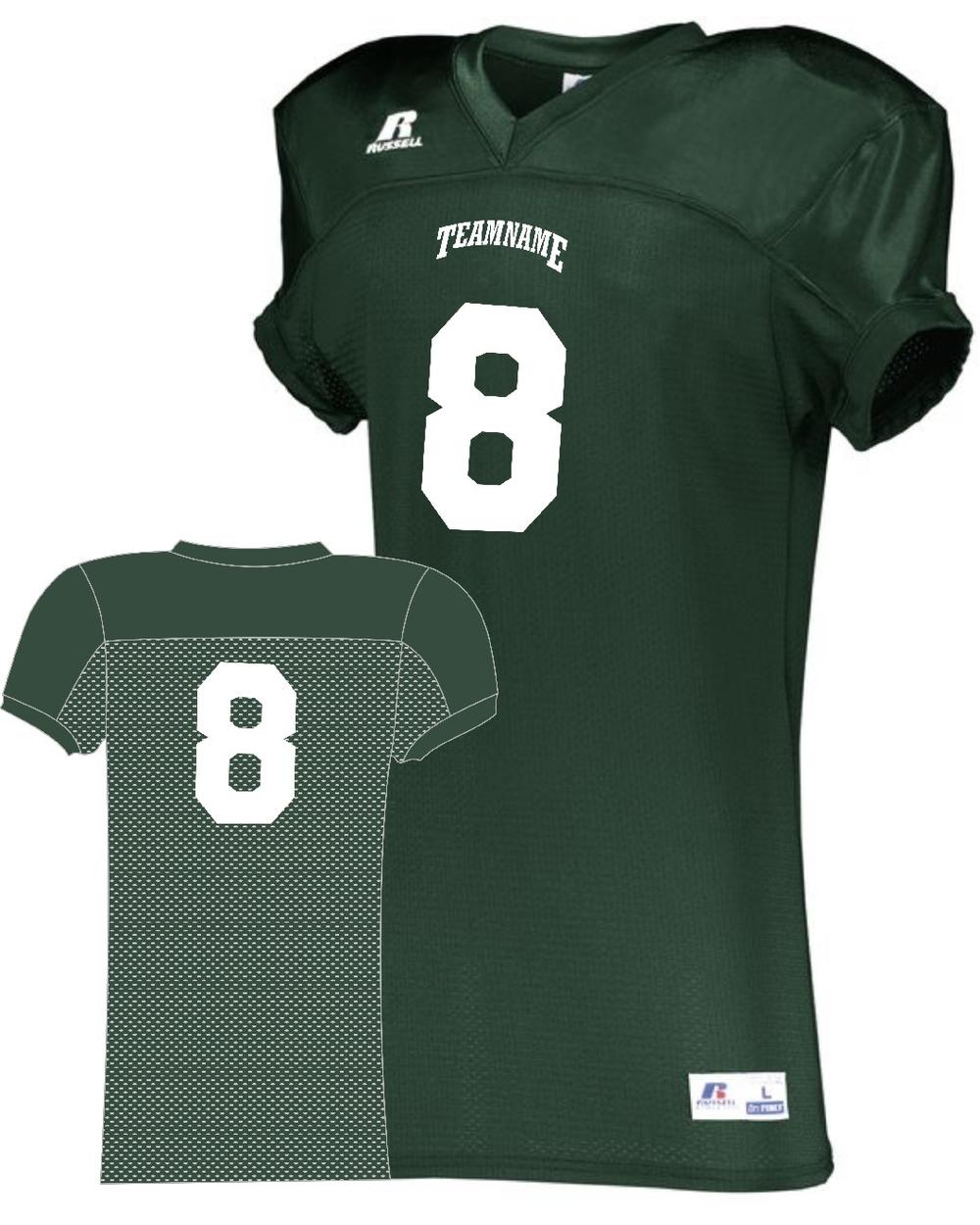 Russell Men's Stretch-Mesh Custom Football Jersey, color: Dark Green
