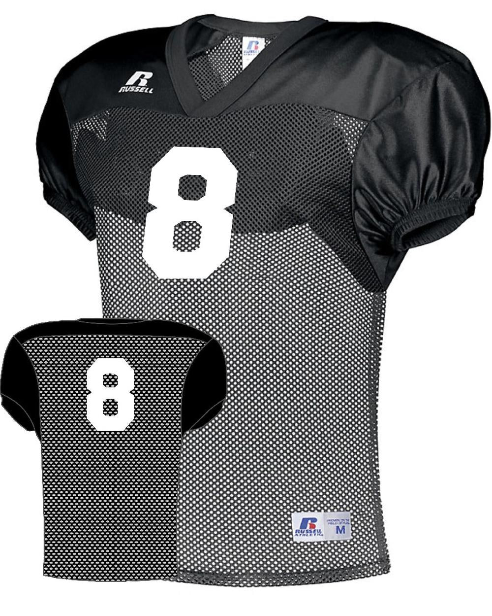 Russell Men's Practice Numbered Football Jersey, color: Black
