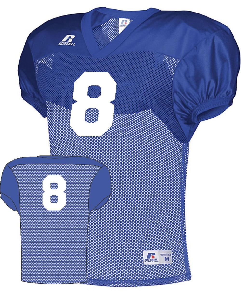 Russell Men's Practice Numbered Football Jersey, color: Royal