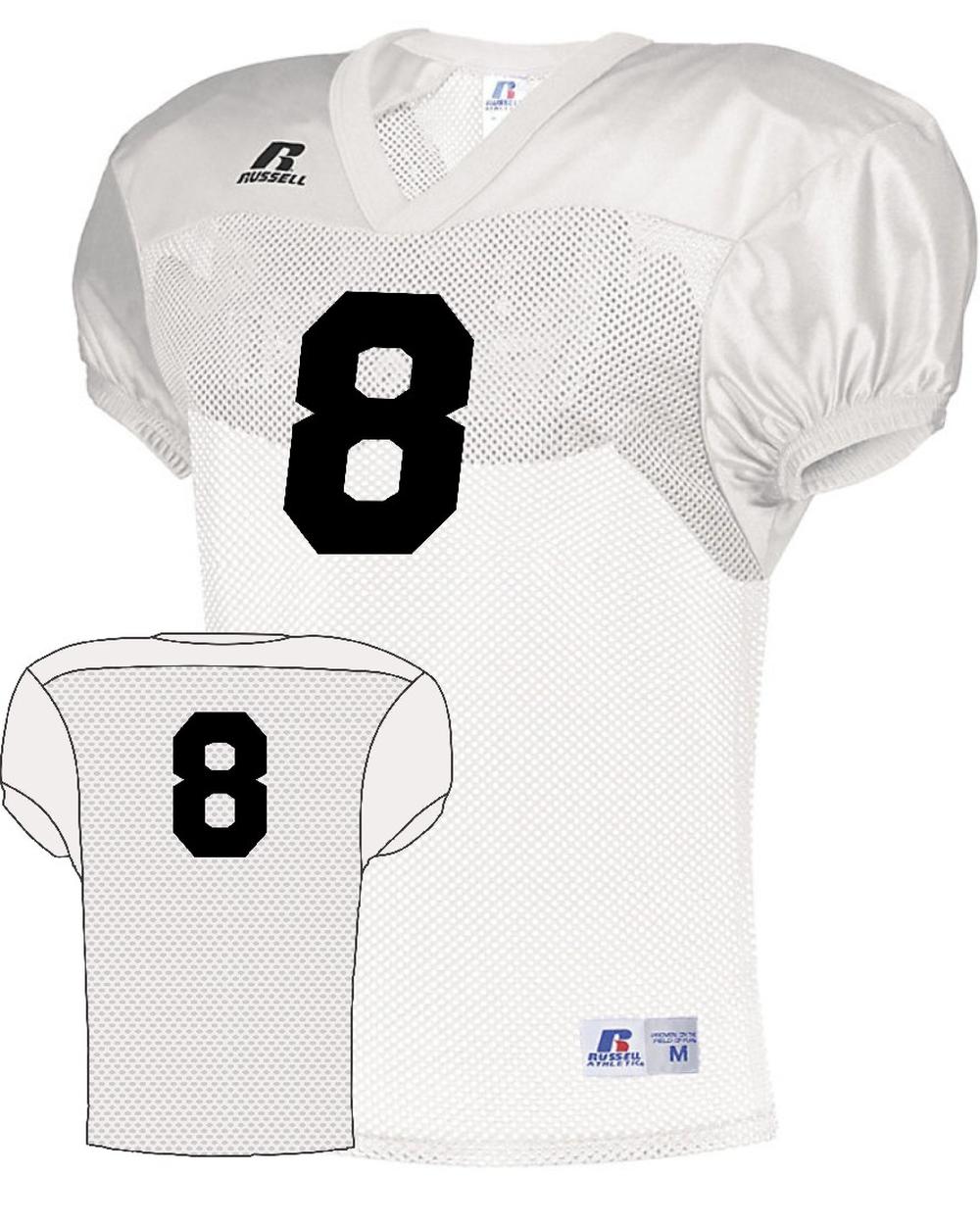 Russell Practice Numbered Football Jersey, color: White