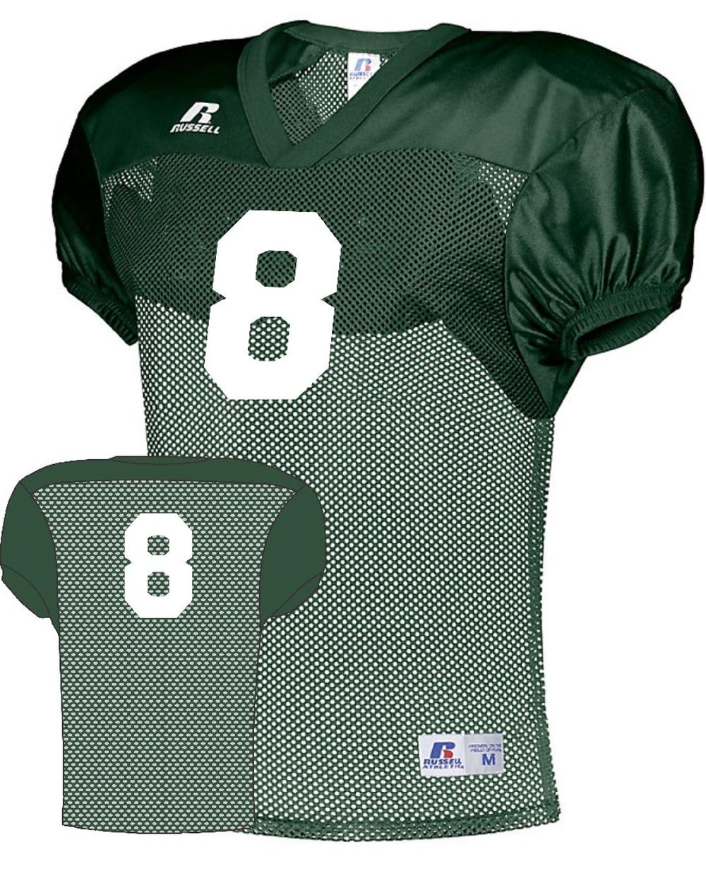 Russell Practice Numbered Football Jersey, color: Dark Green