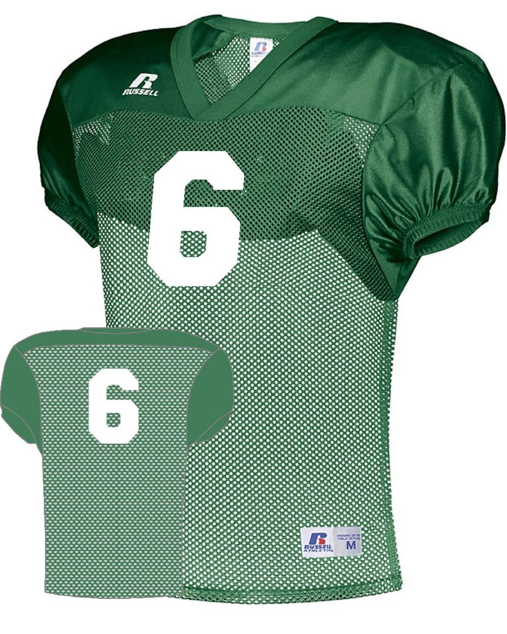 Russell Youth Practice Numbered Football Jersey, color: Kelly