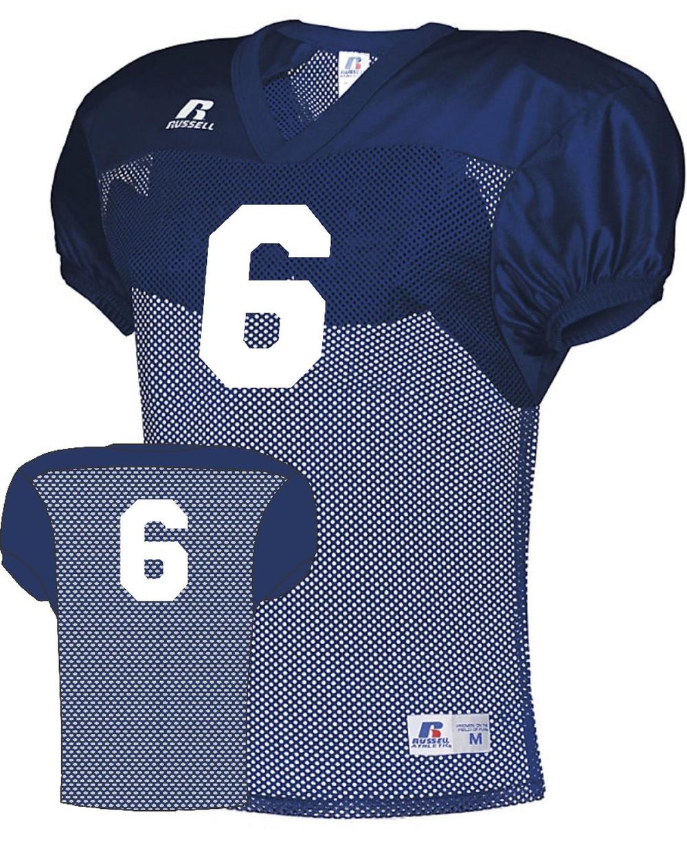 Russell Youth Practice Numbered Football Jersey, color: Navy